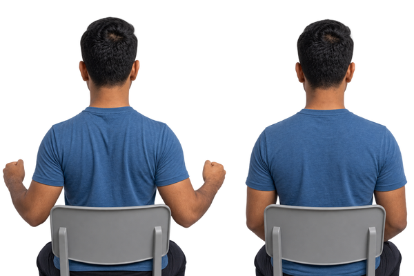 Seated Scapular retraction with isometric holds (2 min)